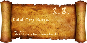 Koháry Barna névjegykártya