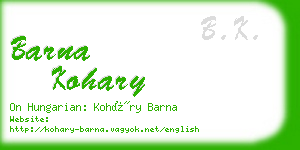 barna kohary business card
